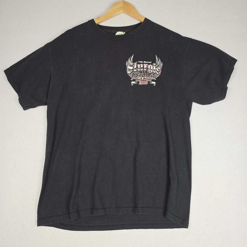 Sturgis Motorcycle 70th Annual Rally 2010 Mens T Shirt L Winged Bike Week